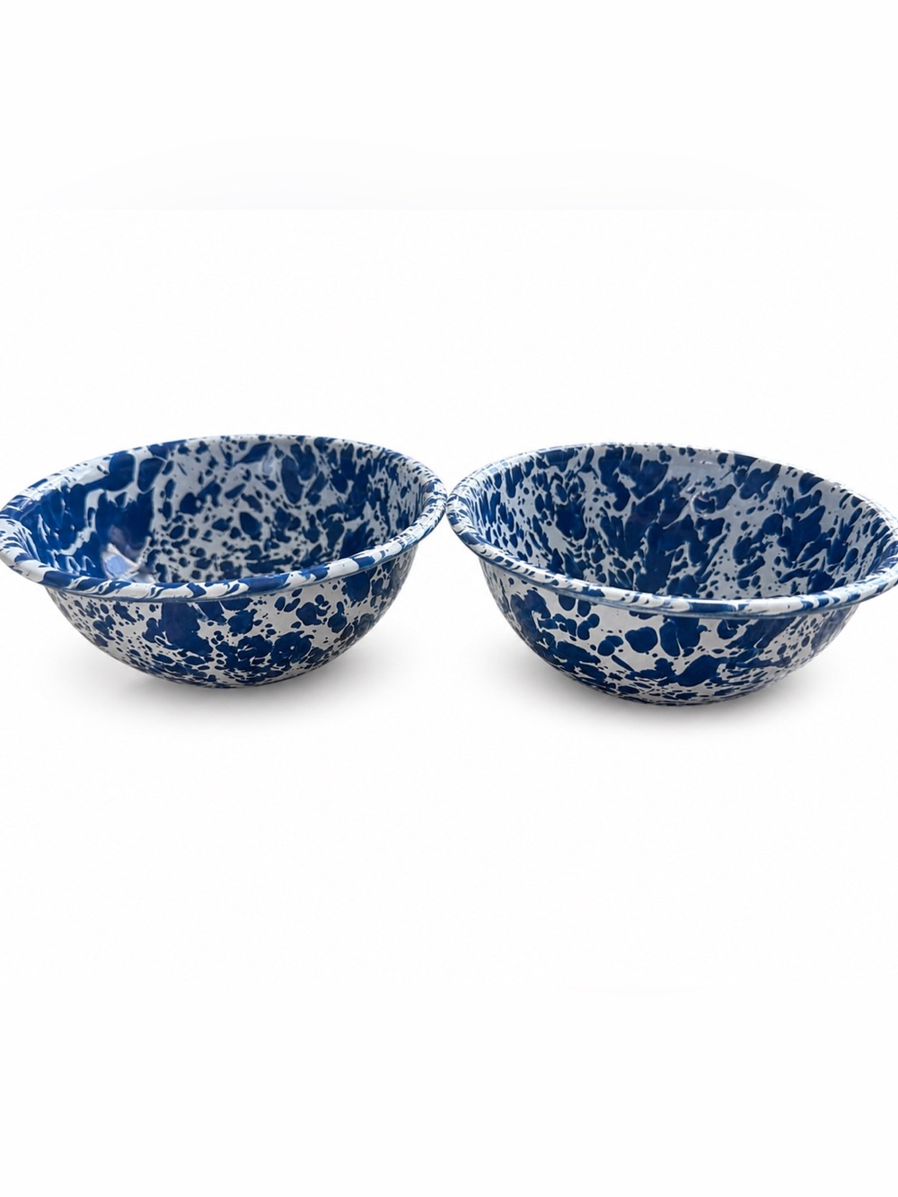 Crow Canyon Home marble Enamelware salad cereal Bowls - sets of 2 blue red black